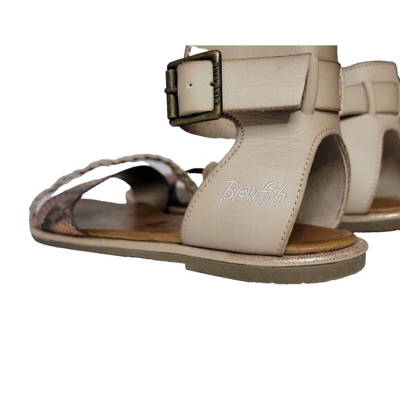 Blowfish Malibu Women's 10.5 Beige Metallic Ankle Strap Zip Open Toe Sandals - Picture 7 of 8